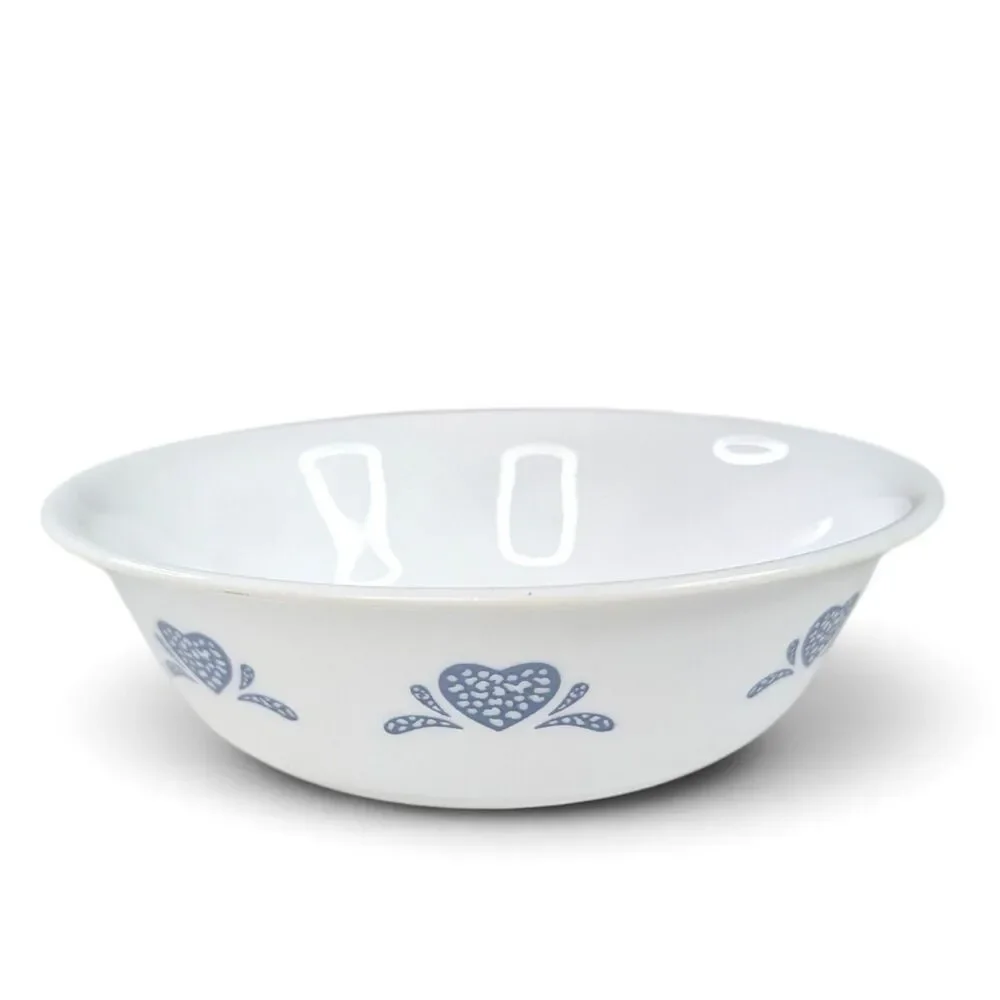 Corelle Corning Ware Blue Hearts Sponge 6.25 Inch Cereal Soup Bowls Set of 5 USA